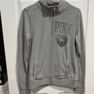 Gray PINK Quarter-Zip Sweatshirt size medium